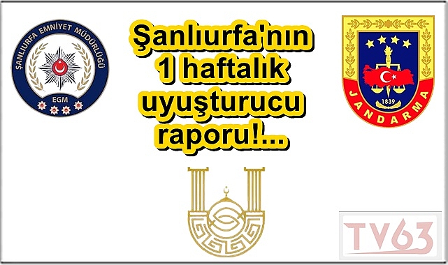 İşte Şanlıurfa’nın 1 haftalık uyuşturucu ile mücadele raporu