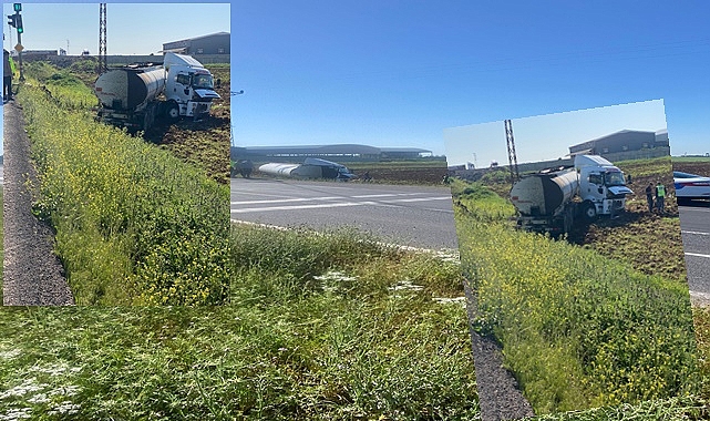 Viranşehir’de kaza! Tanker şarampole yuvarlandı!